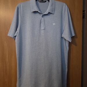 TRAVIS MATHEW Light Blue Polo Golf Shirt Size L